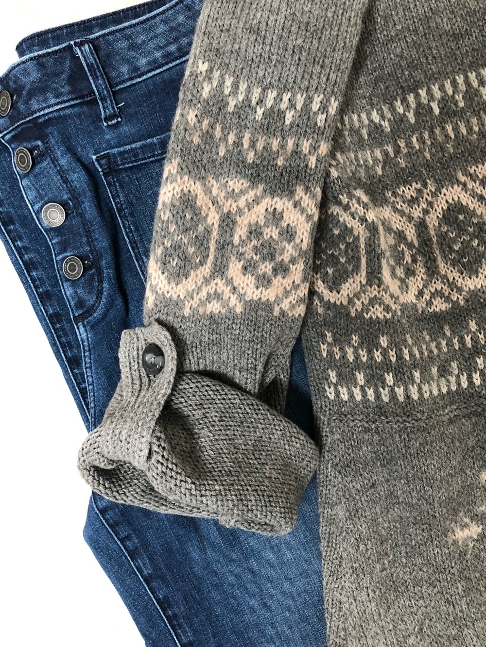 Eddie Bauer Cozy Snowflake Fair Isle Button Down Cardigan Size XXL - Picture 7 of 8